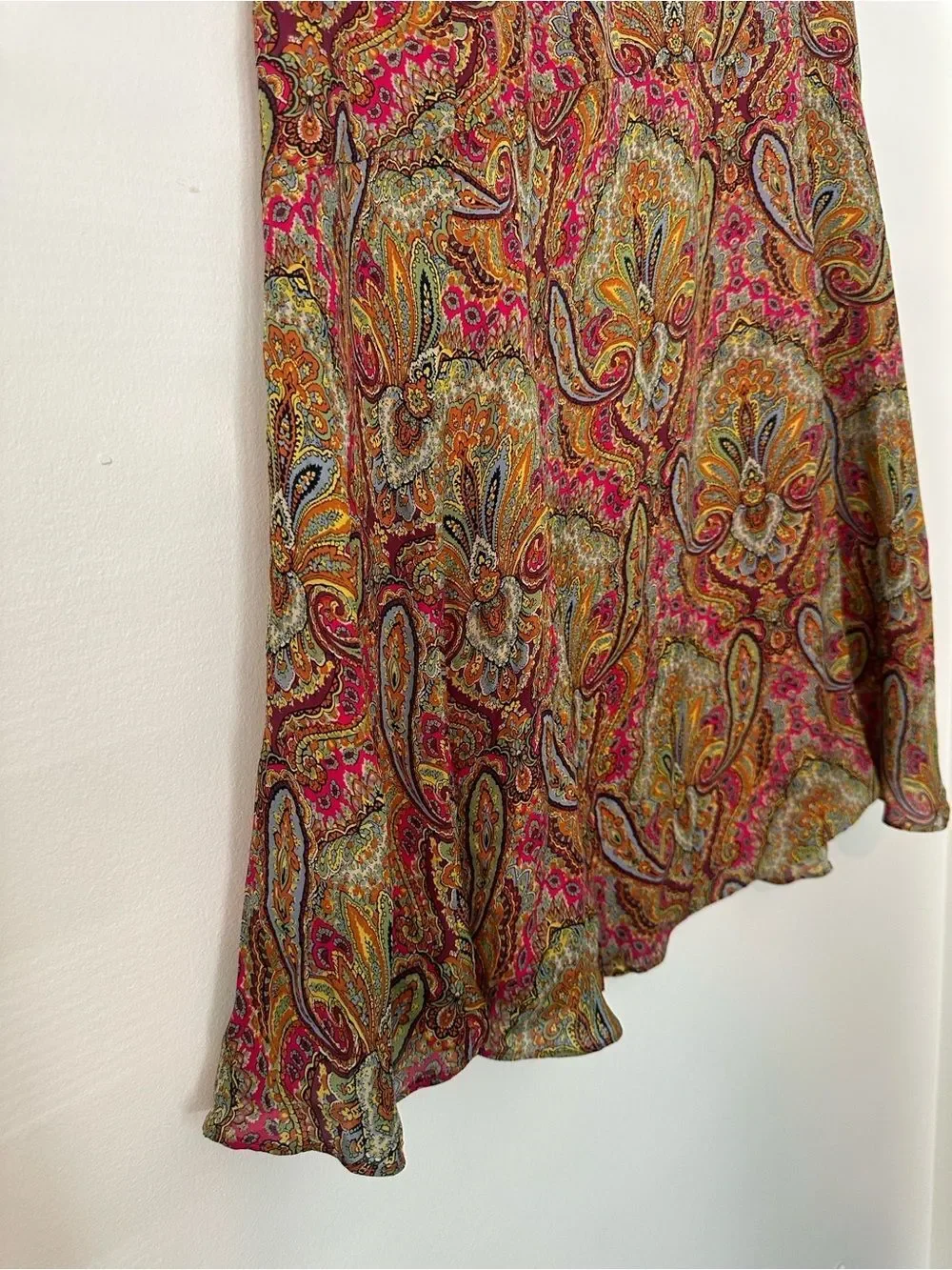 Liz Claiborne 100% Silk Paisley Midi Skirt 12 - Picture 2 of 5